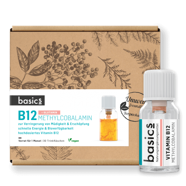 basics Vitamin B12 Methylcobalamin + Glutamin - Monatskur